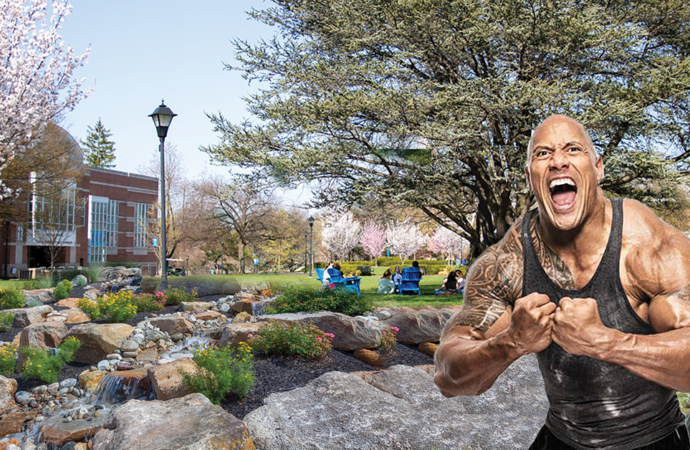 Dwayne “The Rock” Johnson builds a garden at Etown College