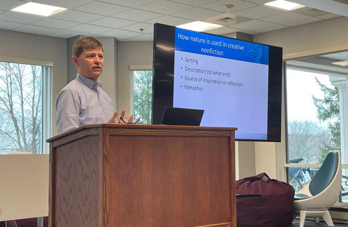 Professor presents on writing about nature