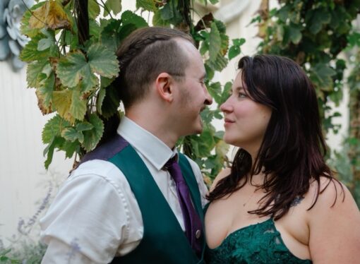 Two Elizabethtown College students celebrate happily ever after with the help of professors.